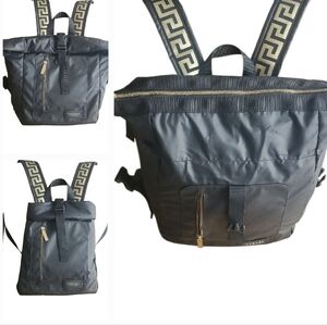 Versace Black and Gold Convertible Travel Large / Mini Backpack Bag Unisex
